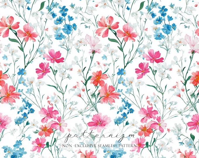 Winter Colors Floral Pattern, Bohemian Flowers Background, Watercolor Botanical Paper, Wildflower Pattern, Wallpaper, Trendy, Trending Now