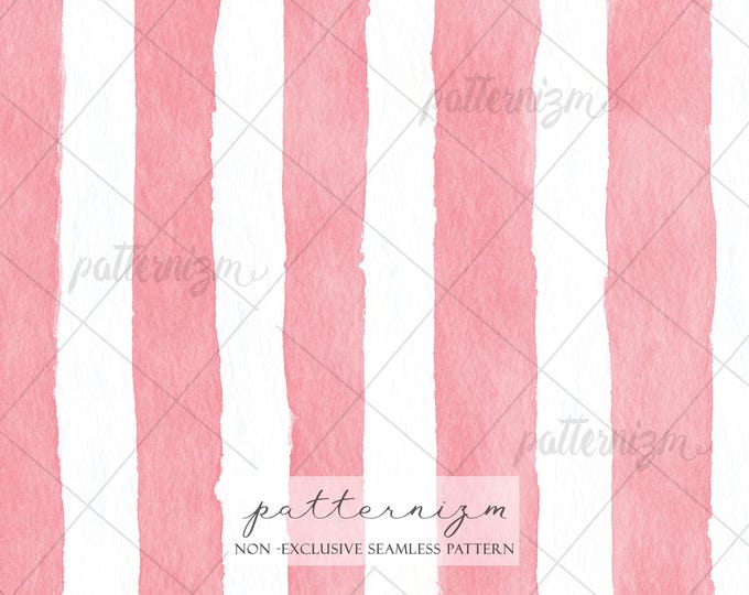 Soft Pink Watercolor Stripe Seamless Pattern – Feminine Vertical Brush Stripe Repeat