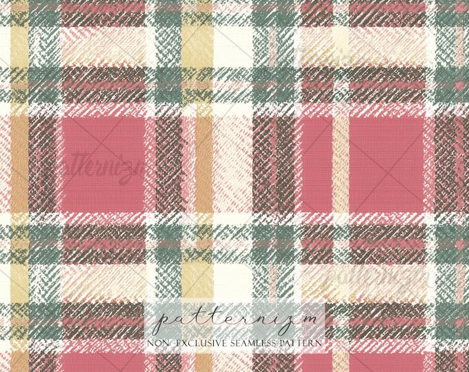Vintage Plaid Seamless Pattern, Classic Tartan Check Design, Rustic Fabric Print, Cozy Autumn Textile, Traditional Scottish Style Pattern