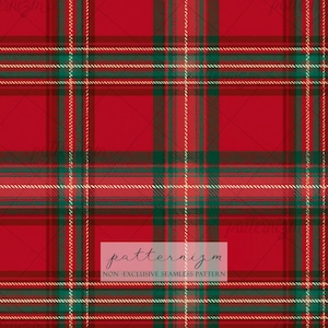 Seamless Christmas Plaid Pattern Digital Download – Royal Stewart Tartan Design, Red Green Holiday Print, Classic Fabric for Kids Crafts