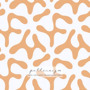 May include: Seamless pattern design featuring abstract, organic shapes in a warm peach color against a white background. The design is repeated across the image. The text "patternizm" and "NON-EXCLUSIVE SEAMLESS PATTERN" are at the bottom.