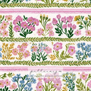 Pastel Pink Spring Floral Seamless Background, Stripe Floral Pattern, Seamless Ditsy Floral Pattern, Repeat, Wallpaper, Scrapbook, Journal