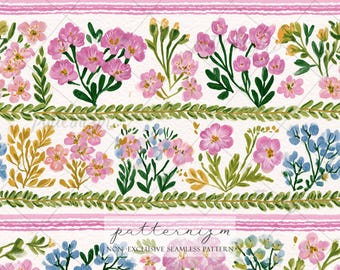 Pastel Pink Spring Floral Seamless Background, Stripe Floral Pattern, Seamless Ditsy Floral Pattern, Repeat, Wallpaper, Scrapbook, Journal