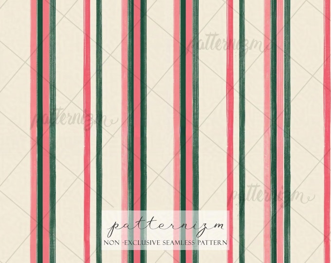 Christmas Candy Cane Stripe Seamless Pattern Digital Download – Pink Green Holiday Wallpaper Fabric Design