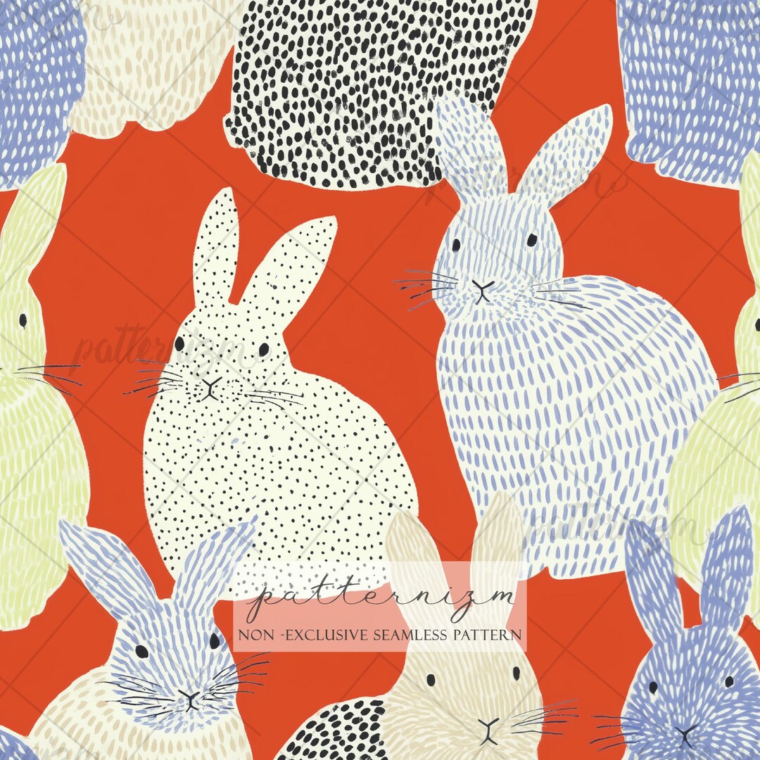 Woodland Bunny Seamless Pattern – Cute Rabbit Repeat Design - Etsy