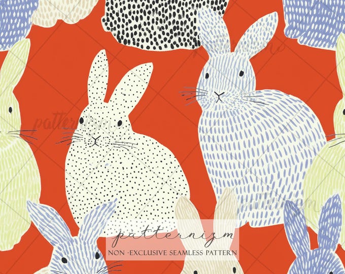 Woodland Bunny Seamless Pattern – Cute Rabbit Repeat Design