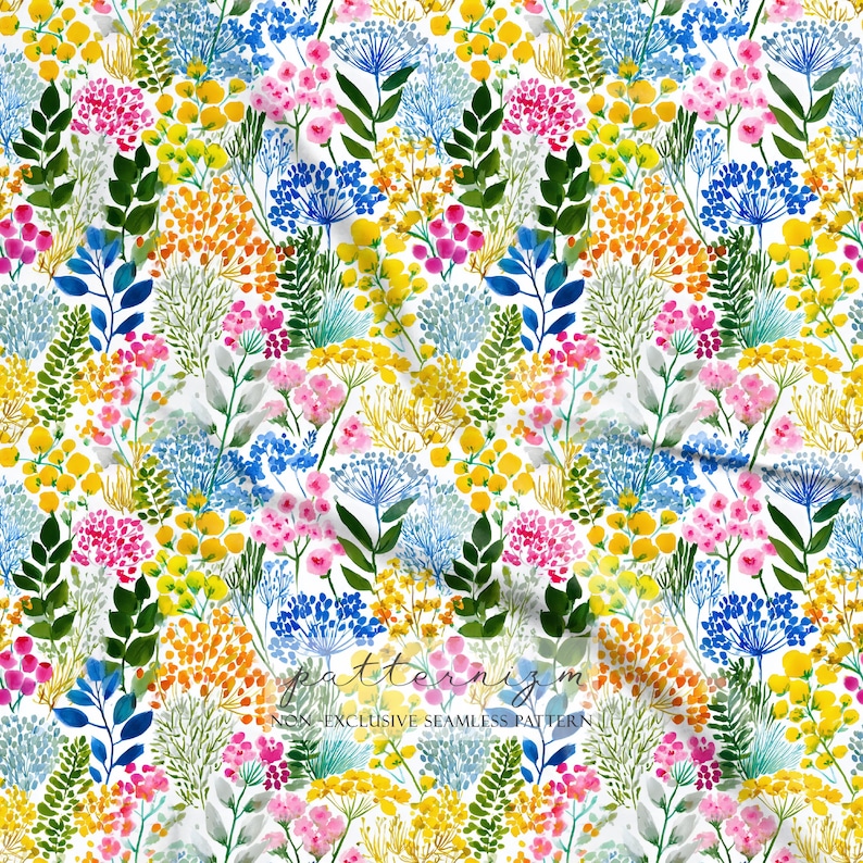 Colorful Wildflower Seamless Pattern – Vibrant Bright Botanical ...