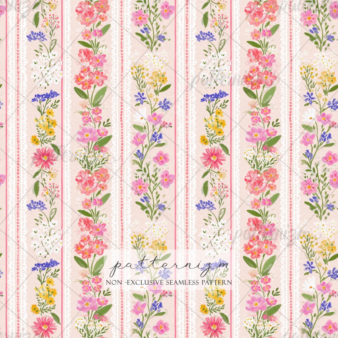 Pink Spring Floral Seamless Background, Scallop Floral Pattern ...