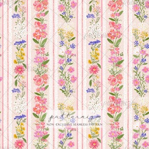 Pink Spring Floral Seamless Background, Scallop Floral Pattern, Seamless Ditsy Floral Pattern, Repeat, Wallpaper, Scrapbook, Journal