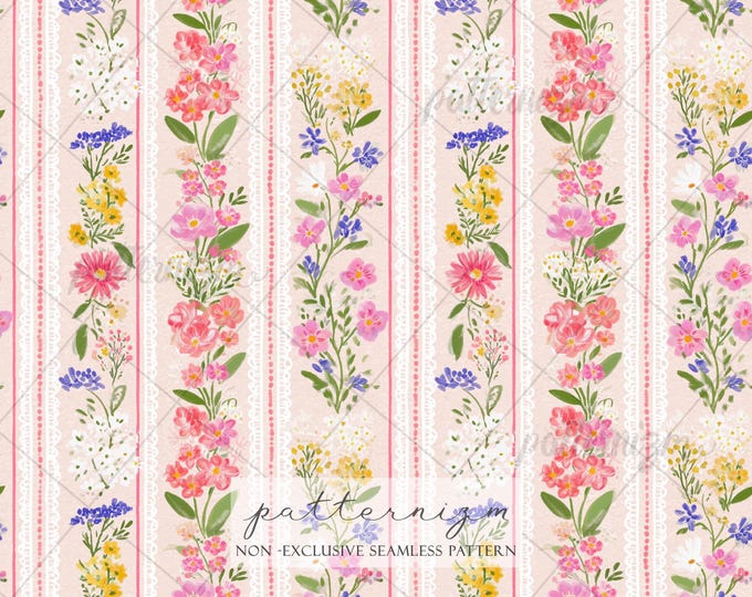 Pink Spring Floral Seamless Background, Scallop Floral Pattern, Seamless Ditsy Floral Pattern, Repeat, Wallpaper, Scrapbook, Journal