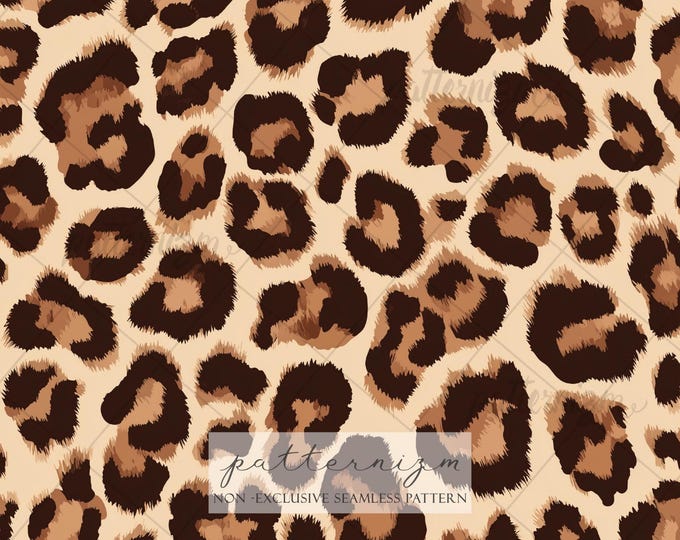 Leopard Print Seamless Pattern – Classic Brown and Black Animal Print, Wild Jungle Style Digital Paper for Fabric & Crafts