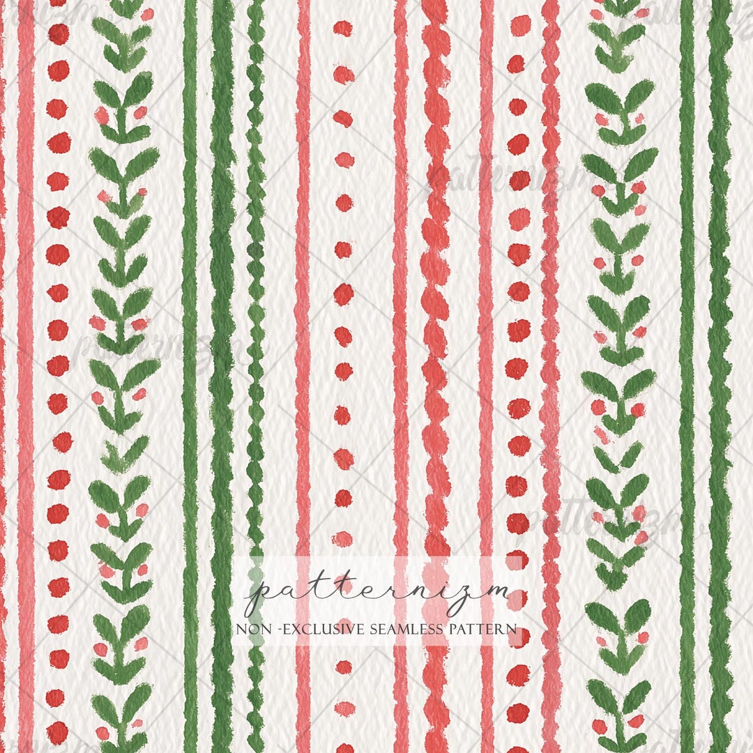Decorative Folk Stripe Seamless Pattern – Red & Green Rustic Repeat - Etsy