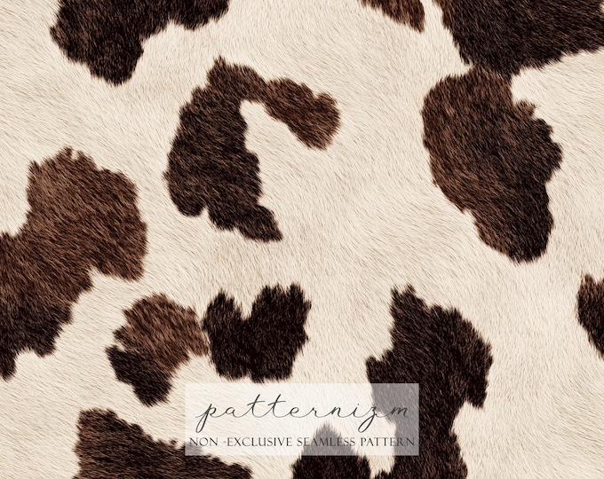 Brown Cowhide Seamless Pattern – Realistic Farm Animal Fur Texture Cow Print, Western Digital Paper for Crafts & Fabric