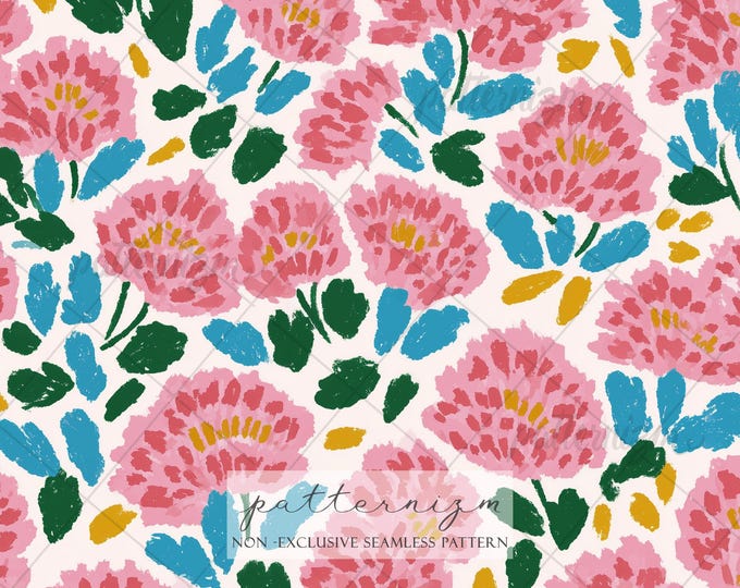 Delicate Pink Carnation Seamless Pattern – Romantic Floral Design, Pastel Botanical Printable, Shabby Chic Fabric for Wedding & Decor