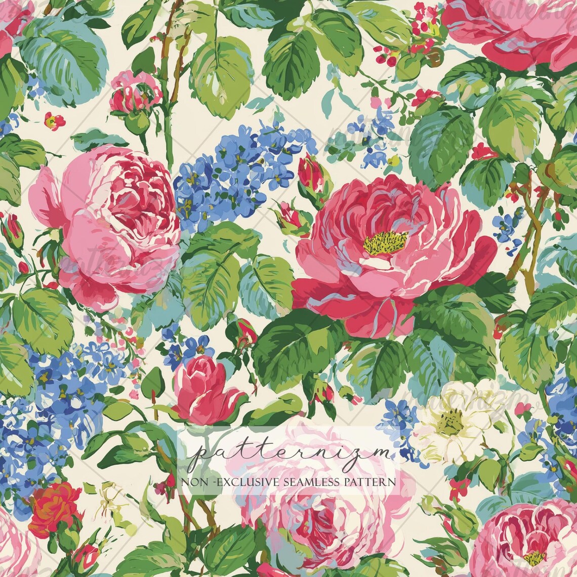 Watercolor Vintage Rose Pattern Digital Paper – Soft Painted Garden ...