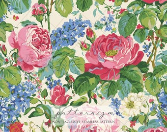 Aquarell Vintage Rosenmuster Digitales Papier - Sanft gemalte Gartenrosen, romantisches nahtloses Design