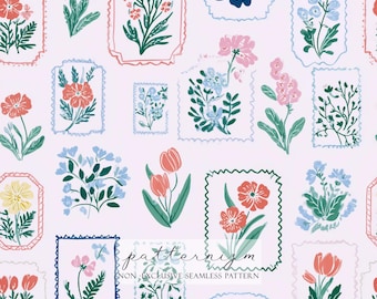 Seamless Floral Pattern Digital Download – Stylized Botanical Design, Floral Printable Paper, Seamless Background, Trending Now