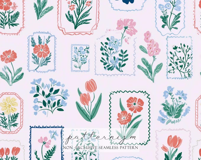 Seamless Floral Pattern Digital Download – Stylized Botanical Design, Floral Printable Paper, Seamless Background, Trending Now