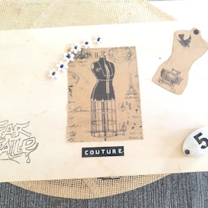 Vintage sewing collection in wooden box. Real old items