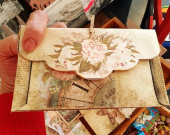 Surprise pouch of 3 Hand made vintage themed envelopes.
