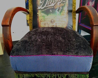 Dorothy's brothel chair, soft, cuddling and upcycled french low arm chair