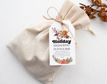 Plantilla editable de etiqueta de regalo para popurrí navideño, etiqueta imprimible para olla a fuego lento (descarga digital)