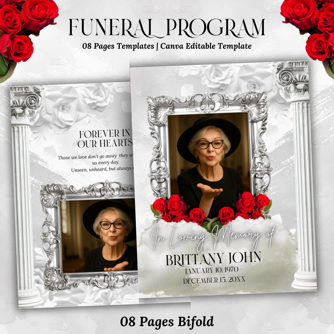 Elegant Funeral Program Template: Canva Celebration of Life Program ...