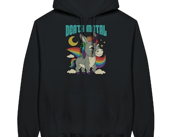 Death Metal Eenhoorn Hoodie - Grappige Eenhoorn Metal Trui - Grappige Heavy Metal Hoodie - Unisex Cadeau voor Metal Fans