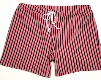 Frankie Four Handmade Vintage Style Men's Pink Striped Swim Trunks