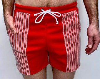 Frankie Four Handmade Vintage Style Men's Cherry Red Swim Trunks