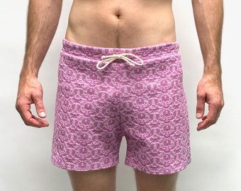 Frankie Four Handmade Vintage Style Men's Pink Snake Skin Swim Trunks