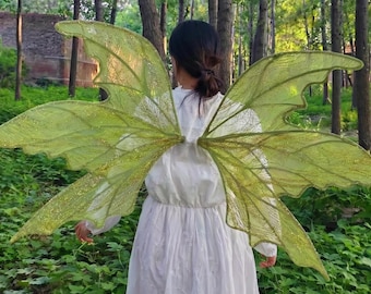 Green Fairy Wings, Glitter Butterfly Wings, Woodland Fairy Costume, Cosplay Wings, Festival Fairy Wings, Fairycore Accessories