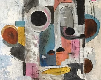 Abstract art portrait in acrylic on canvas