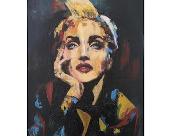 1 Madonna Acrylic Painting Fine Art Print | Retro Pop Music Icon Wall Art | Pop Star Poster