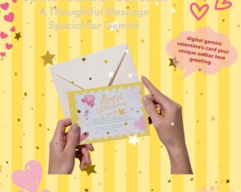 Zwillinge Valentinstag Karte, Astrologie Geschenk (Digitaler Download 6x4 PDF JPG PNG)