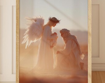 Angel Mary Baby Jesus Art, Hyper-Realistic, Christian Print, digital download