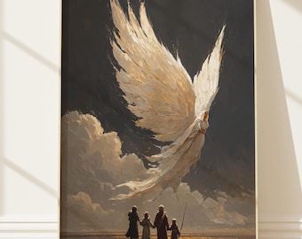 Engel ingelijste Radiant Family, Ready Hang Epic, Christelijke print