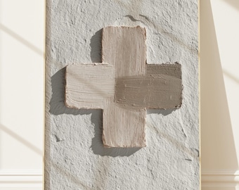 Houten kruis ingelijst natuurlijk, kant-en-klaar modern, christelijke print