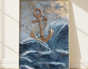 Hope-ankerprint, museumkwaliteit, Hebreeën 6 19 kunst, decor stormachtige zee