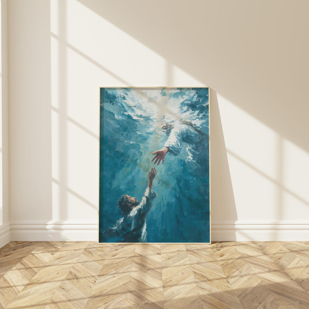Hand of God Underwater Rescue Print | Christian Salvation Art (digital ...