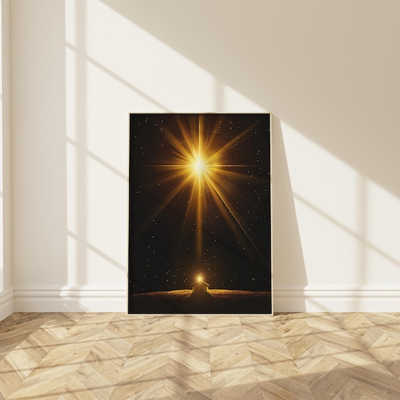 Star of Bethlehem Painting – Modern Christmas Wall Art – Fine Art Print (Museum Quality)