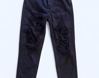 Vintage black distressed grunge straight leg denim jeans PacSun Size 27