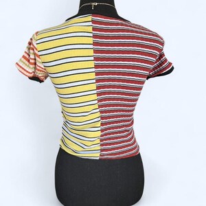 vintage y2k urban outfitters fairycore patchwork striped baby tee size small image 4