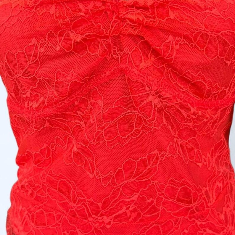 y2k coquette cherry red lace mesh free people cami tank top size small image 2
