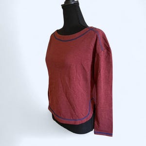Free People Intimately red contrast stitch long sleeve top size large NWT image 5