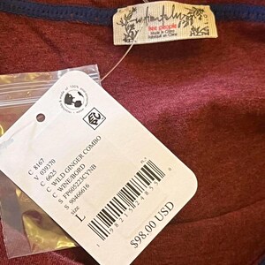 Free People Intimately red contrast stitch long sleeve top size large NWT image 6