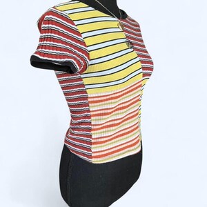 vintage y2k urban outfitters fairycore patchwork striped baby tee size small image 3