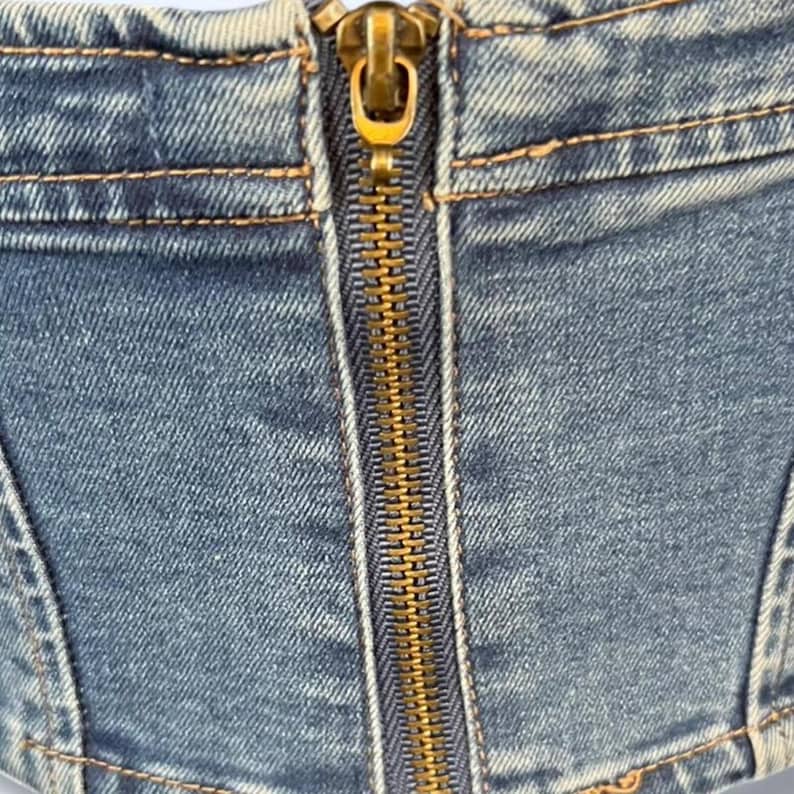 vintage y2k urban outfitters denim strapless corset tube top size xs image 4