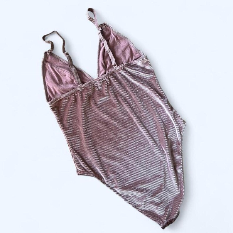 Urban Outfitters Out From Under pink shimmer velvet bodysuit size small image 4