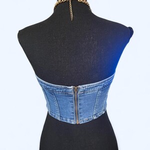 vintage y2k urban outfitters denim strapless corset tube top size xs image 3